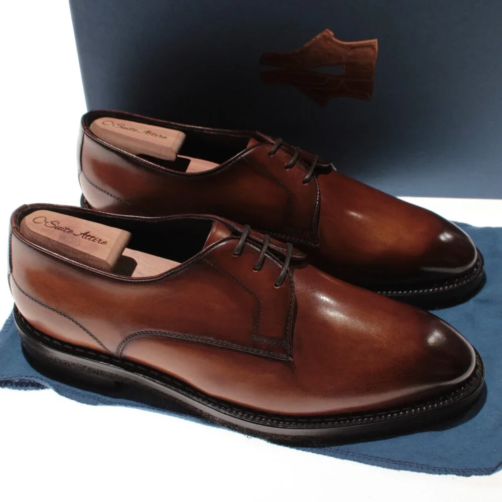 Di Bianco NWB Derby Dress Shoes Size 9.5 US in Brown Leather Made in Italy
